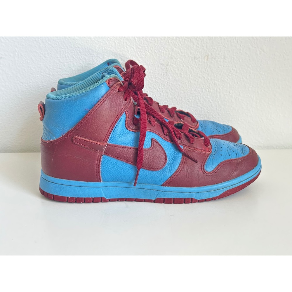 Nike Dunk High University Blue Burgundy Leather Sneakers Custom by You Mens 7